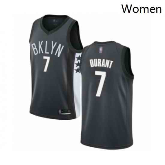 Womens Brooklyn Nets 7 Kevin Durant Authentic Gray Basketball Jersey Statement Edition